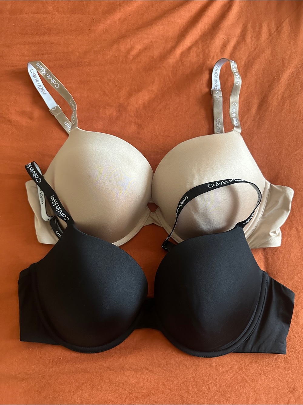 Calvin Klein Black and Nude Seamless T-Shirt Bras Set